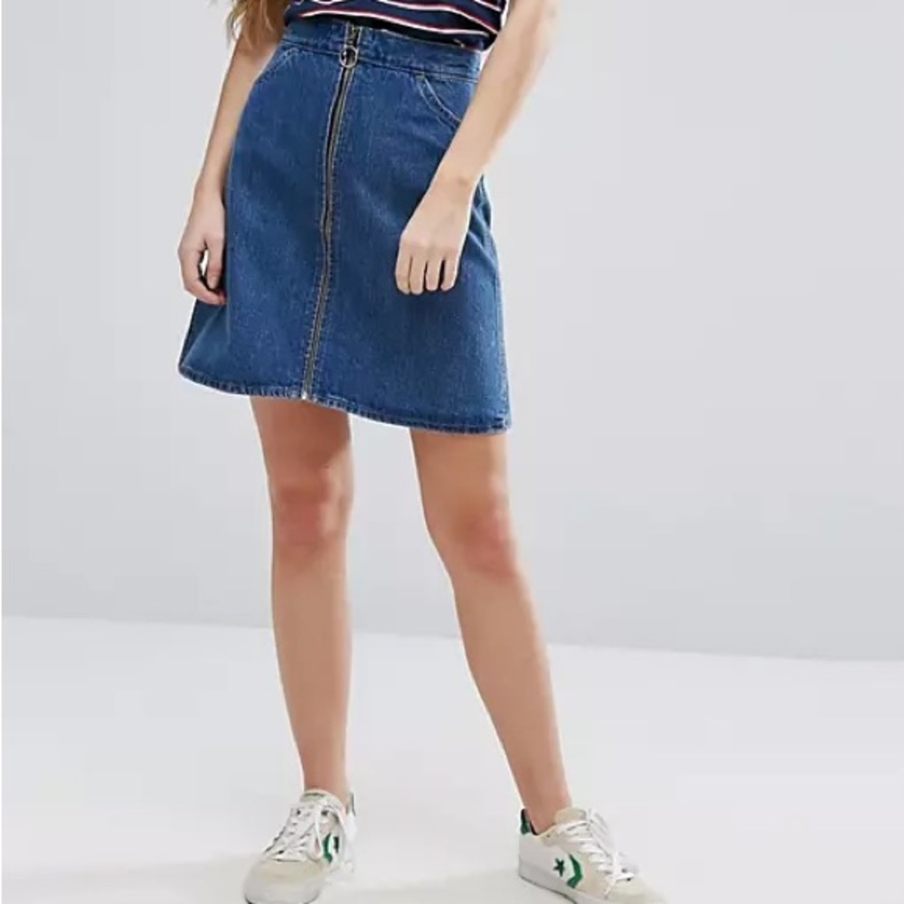 Levi's Orange Tab A-line Denim Skirt with Front Zip